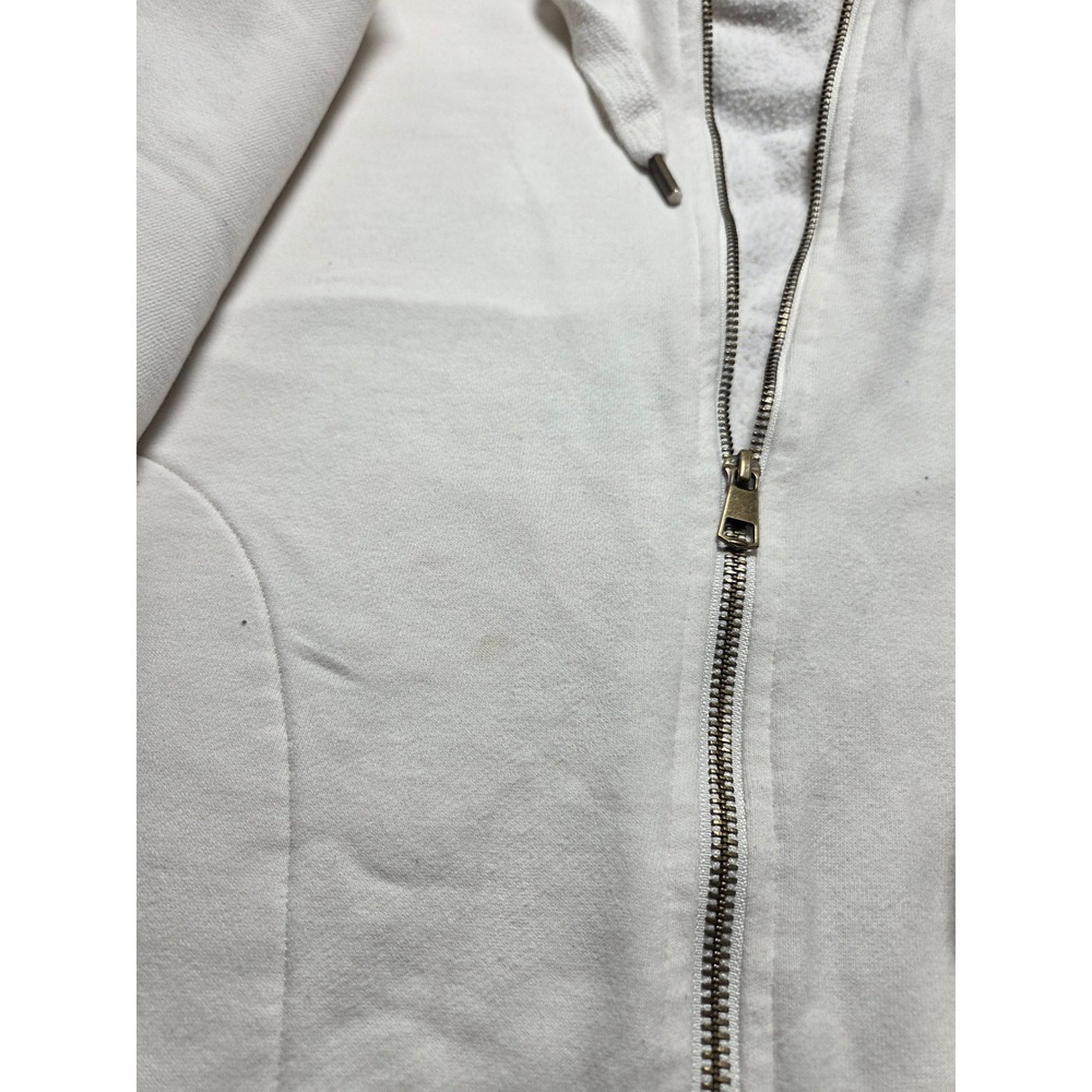 American Eagle Full Zip Hoodie Cream Oversized Fleece Sweatshirt XS/S - Picture 4 of 9